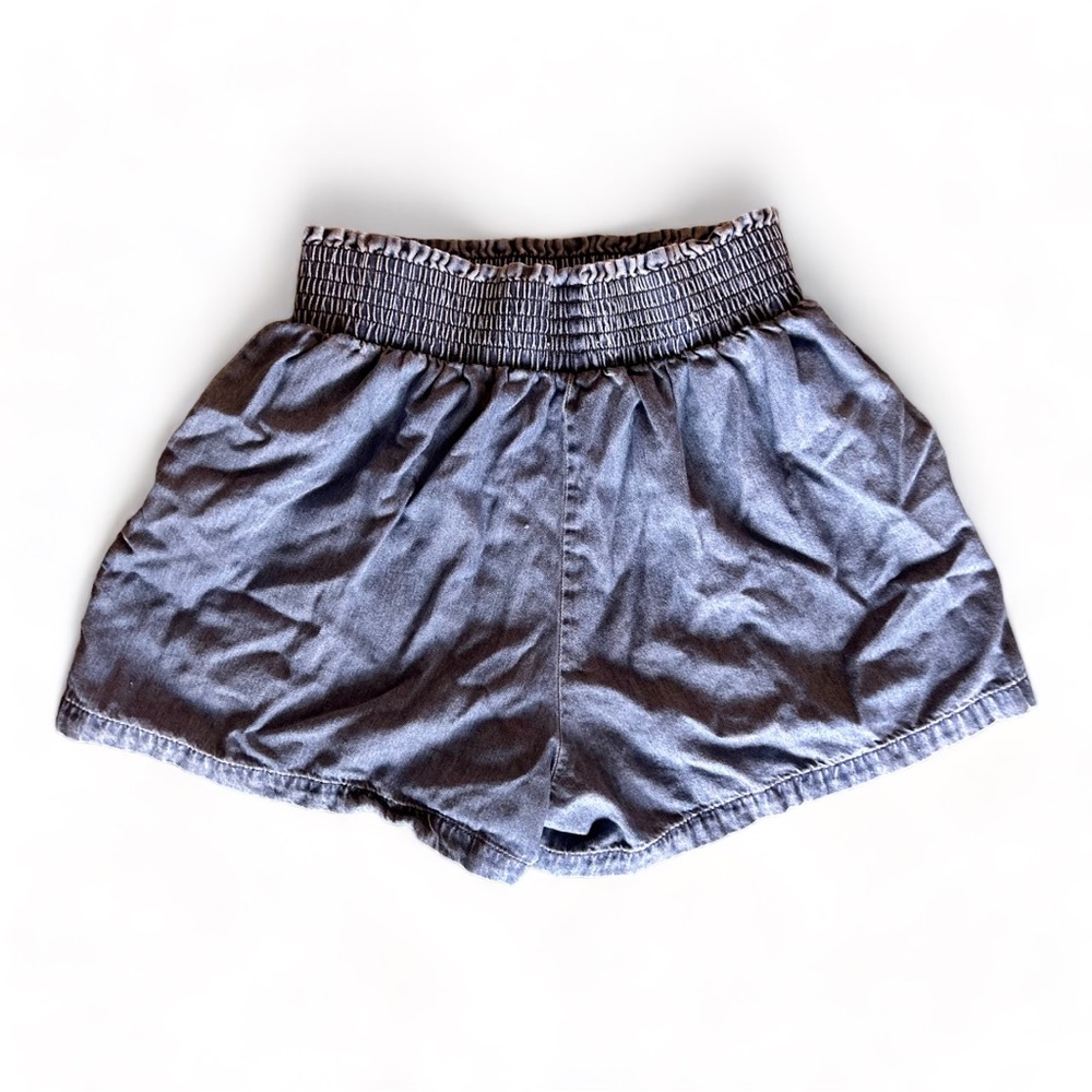 High waisted cotton denim shorts